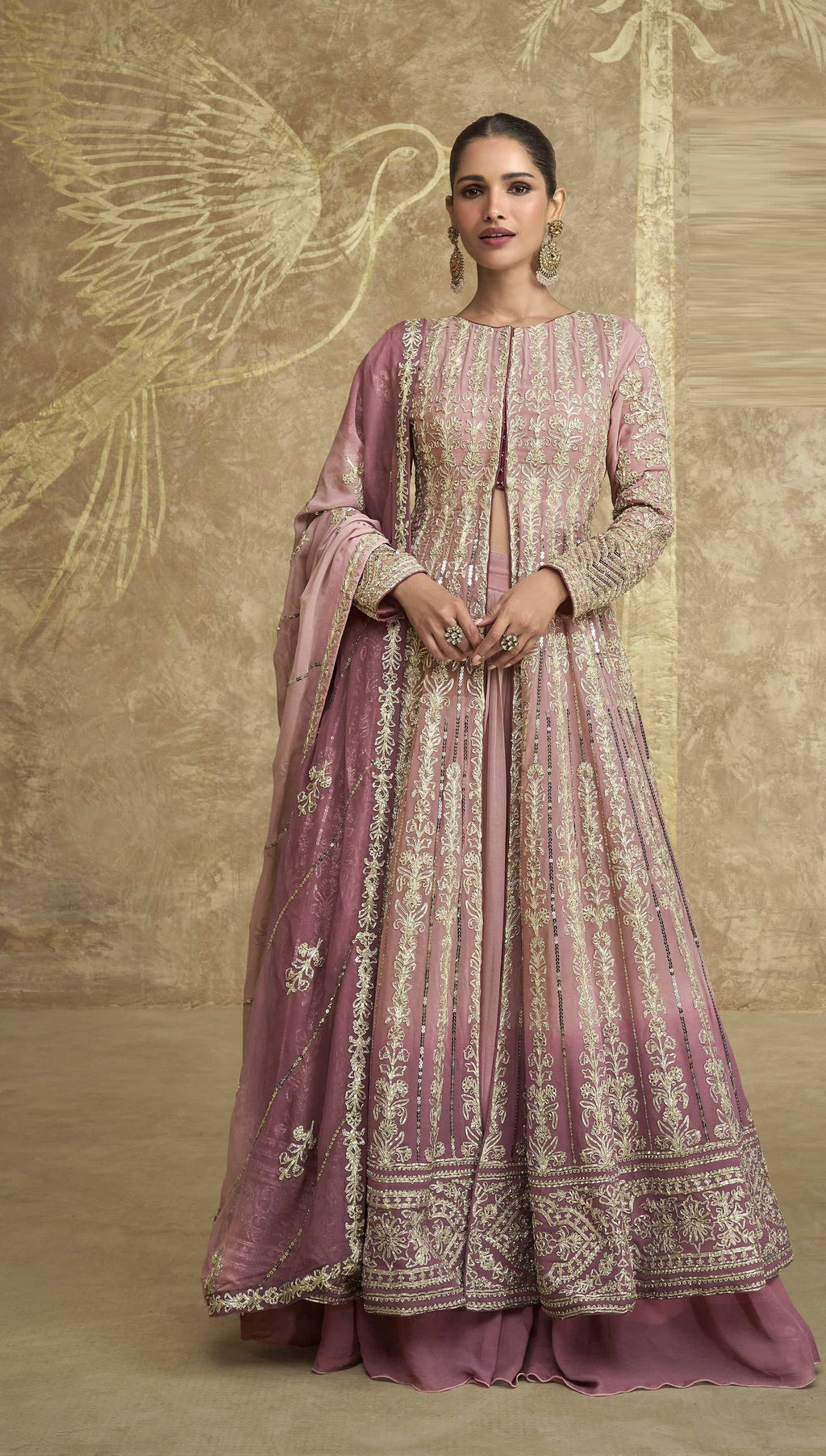 Anaita Peach Embroidered Silk Anarkali Suit() | Grocsy
