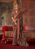 Monjolika Fashion Silk Blend Brown Printed Contemporary Saree | Grocsy