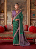 Monjolika Fashion Silk Blend Green Printed Contemporary Saree | Grocsy