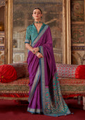 Monjolika Fashion Silk Blend Magenta Printed Contemporary Saree | Grocsy
