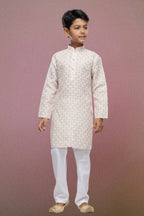 Raivat Ethnic Cotton Digital Print Kids Kurta Pajama In Light Beige Colour | Grocsy