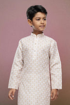 Raivat Ethnic Cotton Digital Print Kids Kurta Pajama In Light Beige Colour | Grocsy