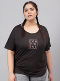 MKH Plus Size Typography Printed Relaxed Fit Dri-FIT Sports T-shirt | Grocsy