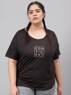 MKH Plus Size Typography Printed Relaxed Fit Dri-FIT Sports T-shirt | Grocsy
