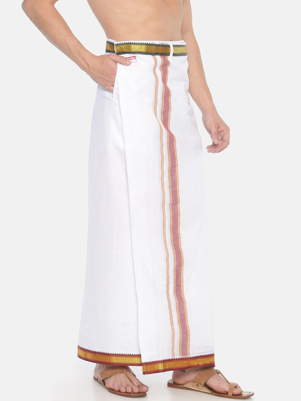 Sethukrishna Pack Of 2 White Solid Cotton Readymade Dhoti For Men | Grocsy