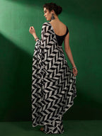 Sangria Striped Embellished Beads and Stones Sarees | Grocsy