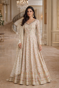 Anaita Cream Georgette Stitched Anarkali Suit with Embroidery Sequence Work | Grocsy