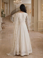 Anaita Cream Georgette Stitched Anarkali Suit with Embroidery Sequence Work | Grocsy