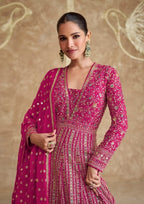 Anaita Pink Real Georgette Sequins Embroidered Anarkali Salwar Suit | Grocsy
