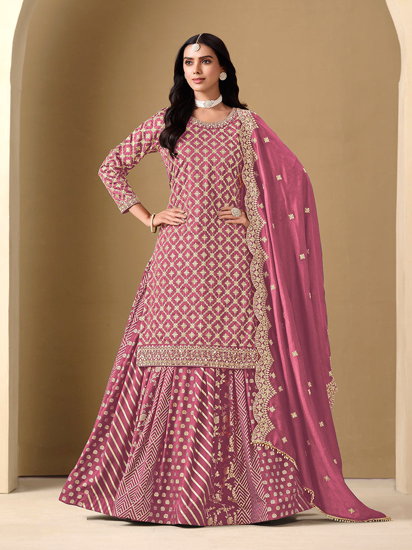 Monjolika Fashion Jacquard Work Dola Pink Readymade Lehenga Choli | Grocsy