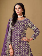 Monjolika Fashion Jacquard Work Dola Purple Readymade Lehenga Choli | Grocsy
