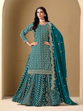 Monjolika Fashion Jacquard Work Dola Teal Readymade Lehenga Choli | Grocsy