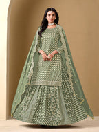 Monjolika Fashion Jacquard Work Dola Sage Green Readymade Lehenga Choli | Grocsy
