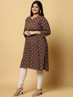 Sztori Plus Size Ethnic Motifs Printed Pure Cotton Kurta | Grocsy