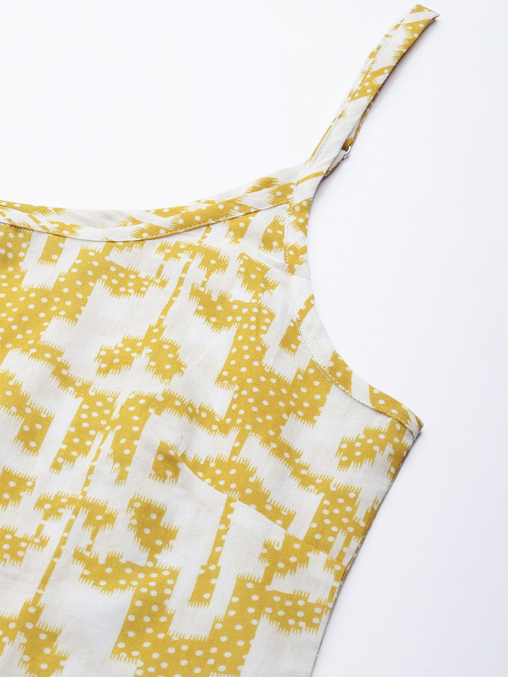 Sangria Women Mustard Yellow & Yellow Printed Cotton Kurta | Grocsy