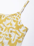 Sangria Women Mustard Yellow & Yellow Printed Cotton Kurta | Grocsy