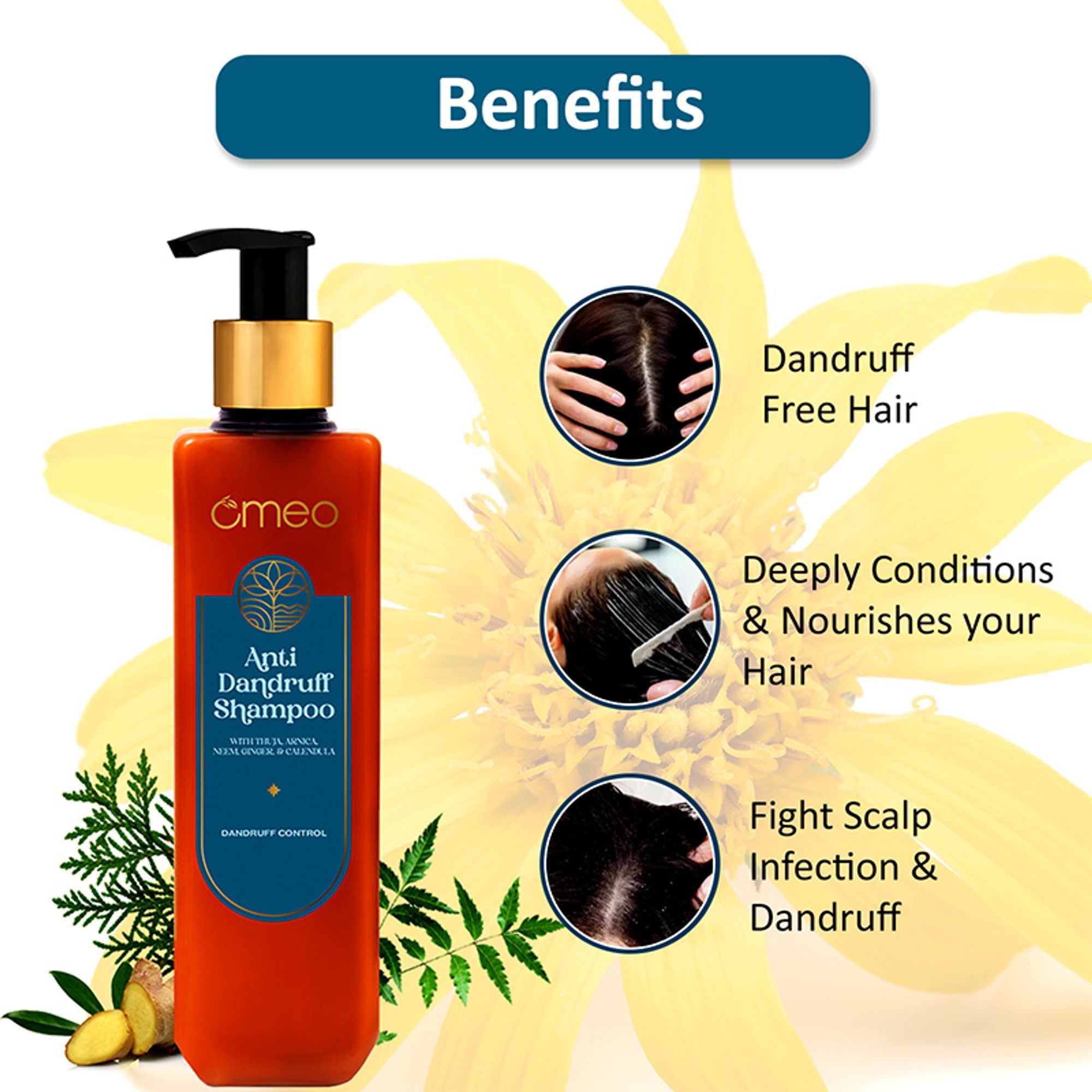 Omeo Anti Dandruff Shampoo With Green Natural Anti Dandruff Agent | Grocsy