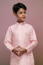 Raivat Ethnic Cotton Digital Print Kids Kurta Pajama In Peach Colour | Grocsy