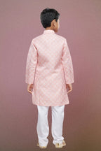 Raivat Ethnic Cotton Digital Print Kids Kurta Pajama In Peach Colour | Grocsy