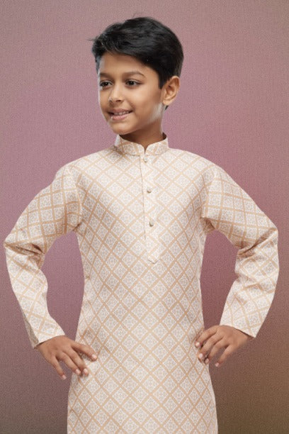Raivat Ethnic Cotton Digital Print Kids Kurta Pajama In Yellow Colour | Grocsy