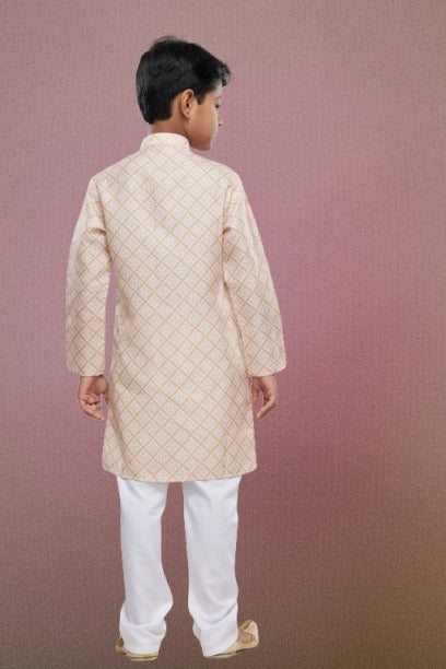 Raivat Ethnic Cotton Digital Print Kids Kurta Pajama In Yellow Colour | Grocsy
