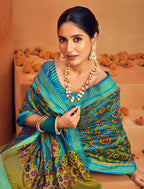 Monjolika Fashion Aqua Blue Georgette Printed Festival Designer Saree | Grocsy