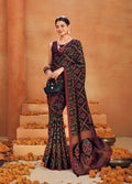 Monjolika Fashion Black Georgette Printed Festival Designer Saree | Grocsy