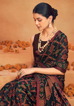 Monjolika Fashion Black Georgette Printed Festival Designer Saree | Grocsy