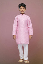 Raivat Ethnic Cotton Digital Print Kids Kurta Pajama In Pink Colour | Grocsy
