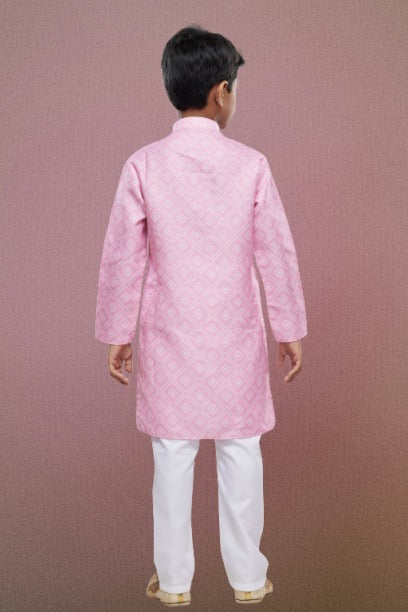 Raivat Ethnic Cotton Digital Print Kids Kurta Pajama In Pink Colour | Grocsy