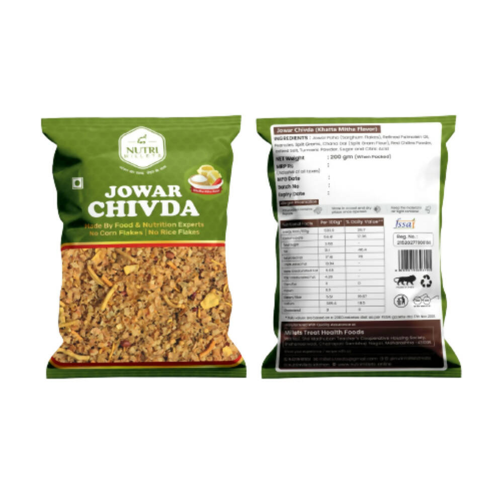 NutriMillets Jowar Flakes Chivda - Khatta Mitha Flavor | Grocsy