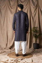 Dark Grey Rayon Thread Embroidery Work Kurta Set - Mahotsav | Grocsy
