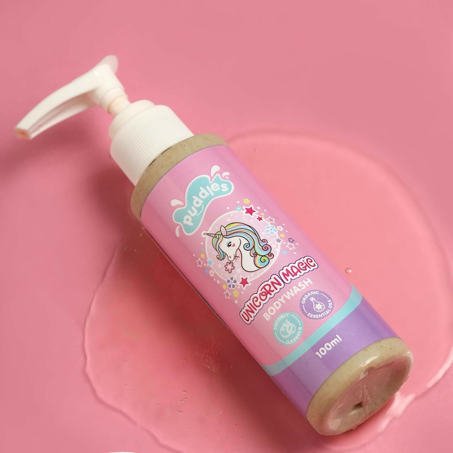 Puddles Organic Unicorn Magic BodyWash Gel (Age 2-12 Yrs), Coconut cleansers Essential Oil | Grocsy