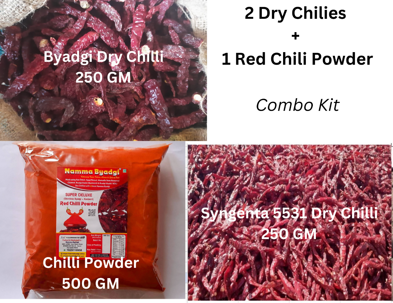 Namma Byadgi's Mirchi Kit - Dry Red Chillies & Chilli Powder | Grocsy