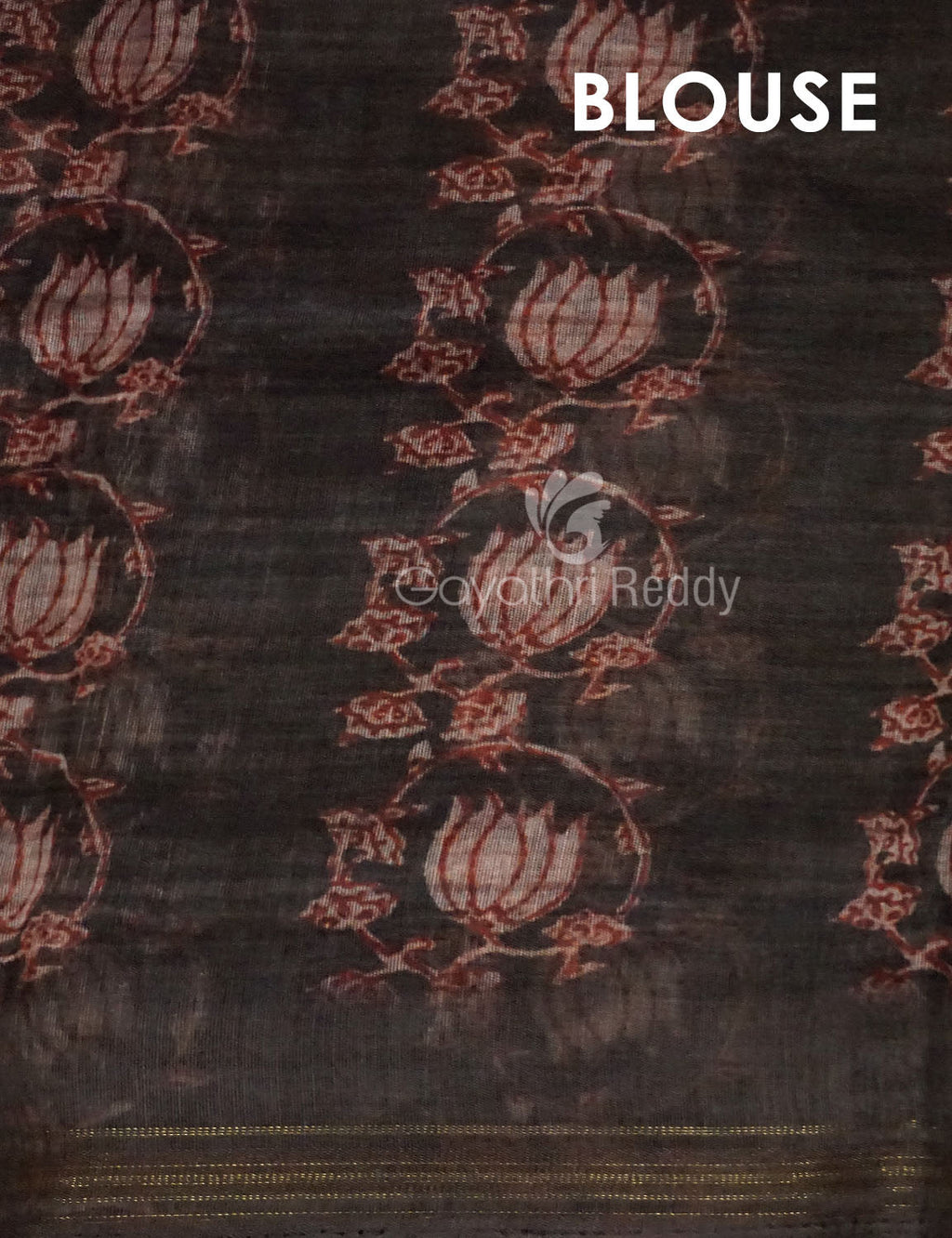 Dark Coffee Brown Colour Lotus Design Semi Chanderi Saree By Gayathri Reddy Designer Studio | Grocsy