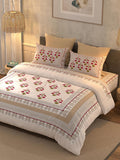 BELLA CASA Pink & Green Ethnic Motifs 350 TC Super King Bedsheet with 2 Pillow Covers | Grocsy