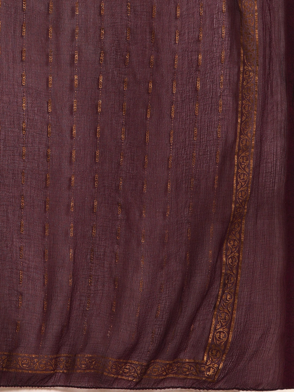 Sangria Women Burgundy & Golden Ethnic Motifs Printed Kurta with Sharara & Dupatta | Grocsy