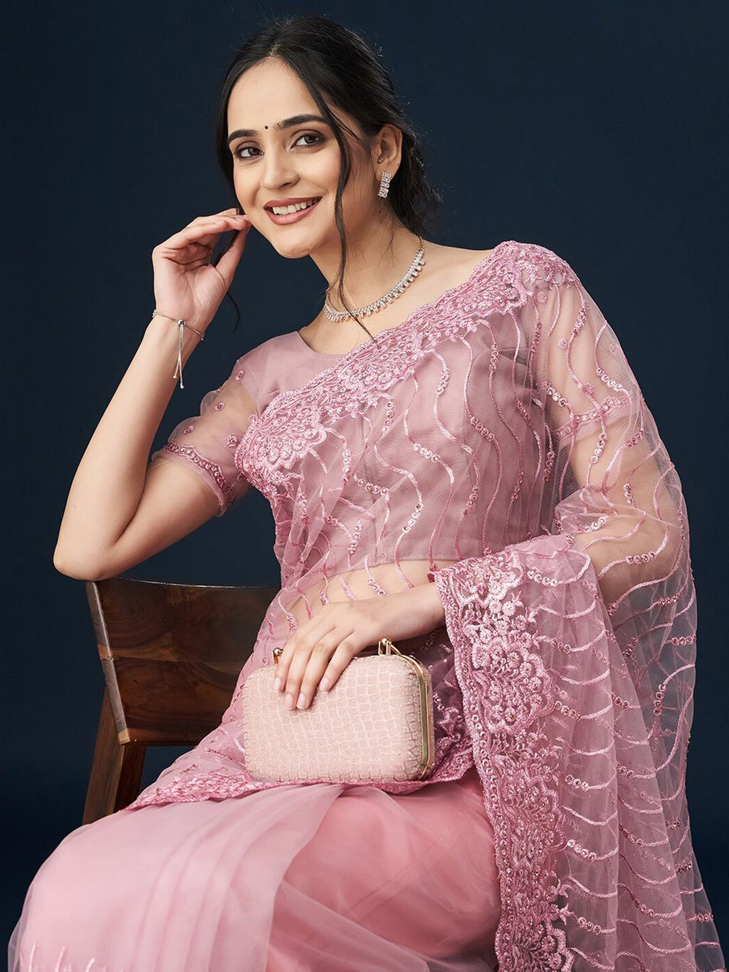 kasee Geometric Embroidered Sarees | Grocsy
