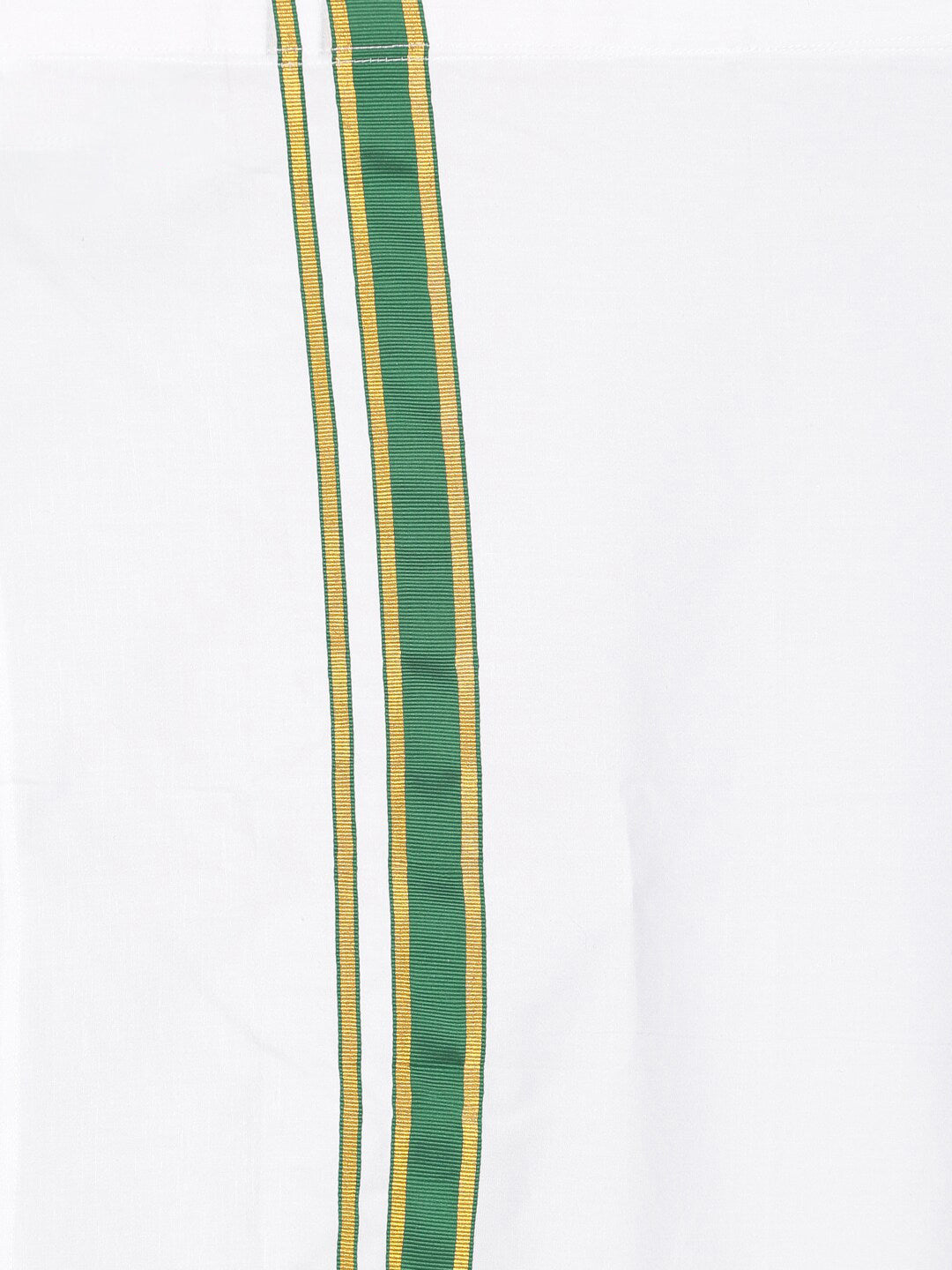 Sethukrishna Boys White & Green Pure Cotton Shirt with Dhoti | Grocsy