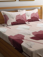 KLOTTHE Beige Floral 300 TC Cotton Blend Double Bedsheet Set | Grocsy
