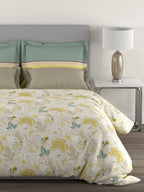 MYTRIDENT Yellow White Floral Cotton 144 TC Queen Bedsheet With 2 Pillow Covers | Grocsy