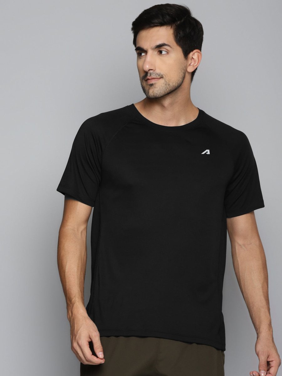 Alcis Men Black Slim Fit Running T-shirt | Grocsy