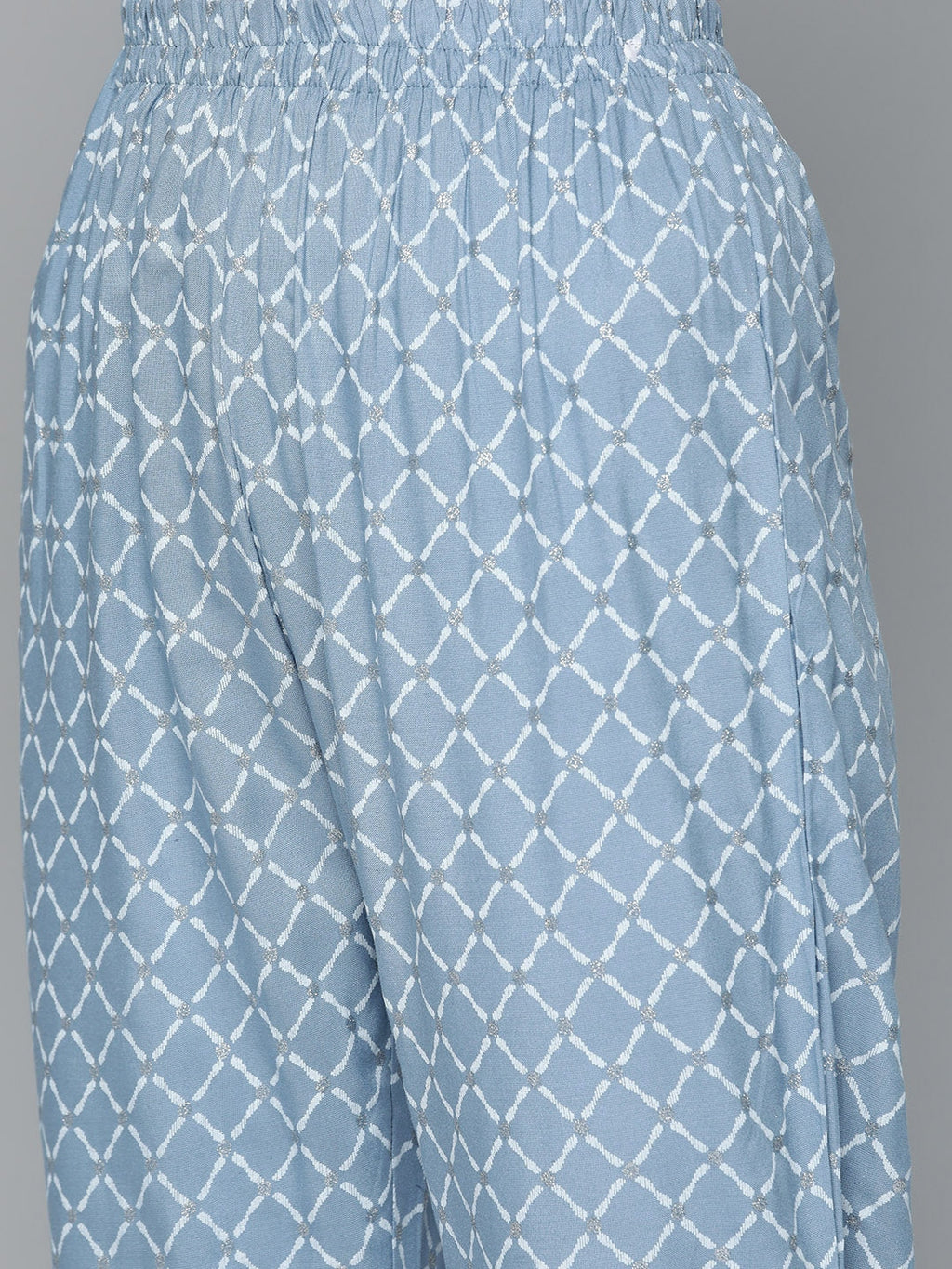 HERE&NOW Women Blue & White Ethnic Embroidered Kurta with Trousers & With Dupatta | Grocsy