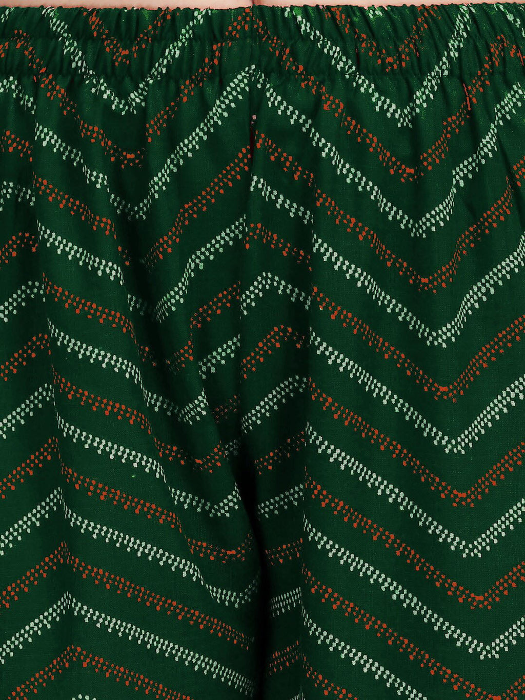 HERE&NOW Green & White Geometric Printed Pure Cotton Kurta With Trousers & Dupatta | Grocsy