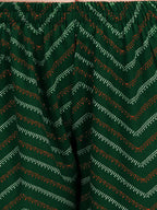 HERE&NOW Green & White Geometric Printed Pure Cotton Kurta With Trousers & Dupatta | Grocsy