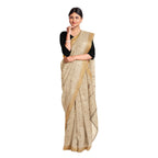 Exclusive Collection 100% Pure Cotton Light Brown Saree With Printed Work | Grocsy