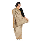 Exclusive Collection 100% Pure Cotton Light Brown Saree With Printed Work | Grocsy