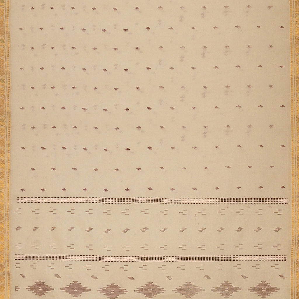 Exclusive Collection 100% Pure Cotton Light Brown Saree With Printed Work | Grocsy