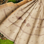 Exclusive Collection 100% Pure Cotton Light Brown Saree With Printed Work | Grocsy