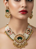 Jewel City Traditional Gold-Plated Pearl Necklace Set Featuring Matching Jhumka Earrings | Grocsy